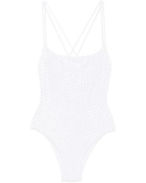 Fisico Crystal-Embellished Swimsuit - White