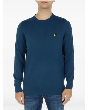 Lyle & Scott Embroidered-Logo Crew-Neck Sweater - Blue