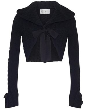 Cara Cara Rylan Cable-Knit Bow Cardigan - Black