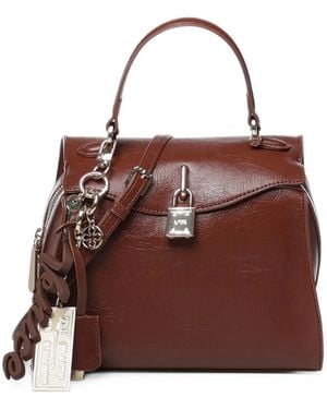 V73 Charm-Detail Padlock-Detail Shoulder Bag - Brown