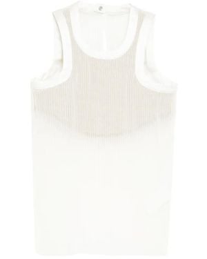 Sacai Ribbed See-Through Top - White