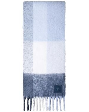 Calvin Klein Check Fringed Scarf - Blue