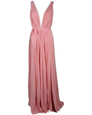Valentino Garavani Robe Plissée À Taille Ceinturée - Pink
