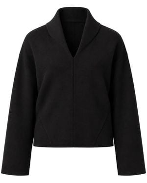 MEIMEIJ Shawl-Collar Elasticated-Hem Sweater - Black