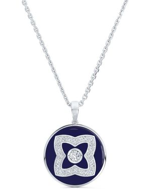 De Beers Jewellers 18Kt Enchanted Lotus Diamond And Enamel Necklace - Blue