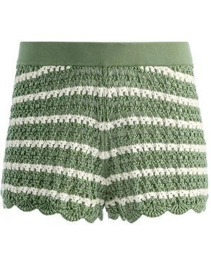Alice + Olivia Bobbi Crochet-Knit Striped Shorts - Green