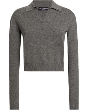 Dolce & Gabbana Cropped-Top Aus Kaschmir - Grau