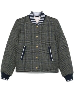 Thom Browne Veste Bomber Prince Of Wales Hunting En Tweed - Gris