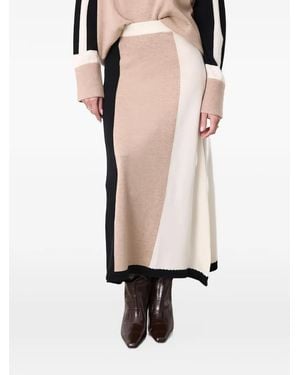 Not Shy Sybil Colour-Block Knitted Maxi Skirt - Natural