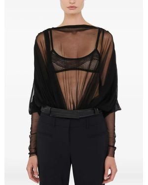 Christopher Esber Sheer Draped Bodysuit - Black