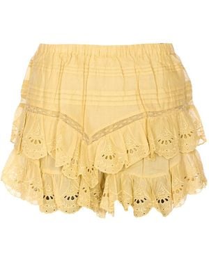 Isabel Marant Gerüschter Jocadia Minirock mit Stickerei - Natur
