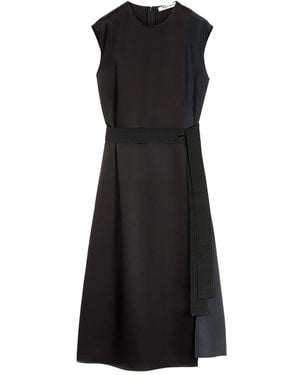 Ports 1961 Belted Cap-Sleeved Midi Dress - Black