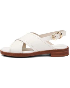 Frau Crossover-Strap Leather Sandals - White