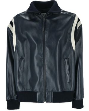 Loewe Panelled Leather Jacket - Blue