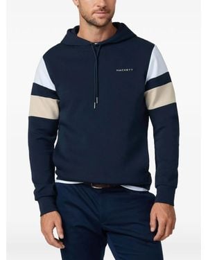 Hackett Resort Stripe-Detail Hoodie - Blue