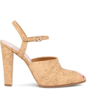 Moschino Ankle-Strap Leather Pumps - Natural