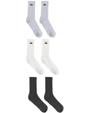 Lacoste Pack De Tres Pares De Calcetines Con Logo Bordado - Blanco