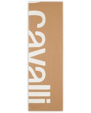 Roberto Cavalli Logo Wool Scarf - White