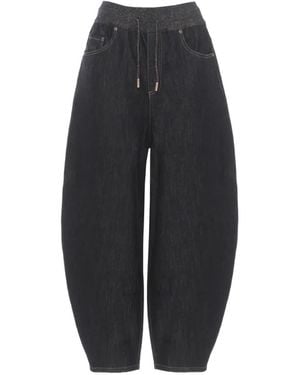Panicale Drawstring Gathered Jeans - Blue