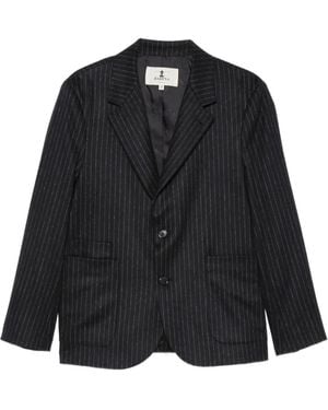 Barena Blazer A Rayas Diplomáticas - Negro