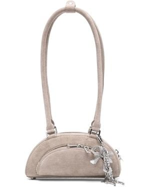 Self-Portrait Suede Mini Shoulder Bag - White