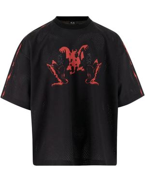 44 Label Group Mesh-Panel Graphic T-Shirt - Black