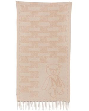 Max Mara Teddy Bear-Motif Fringed Scarf - Natural