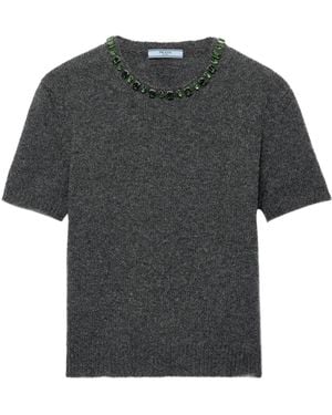 Prada Pullover Mit Kristallen - Grau