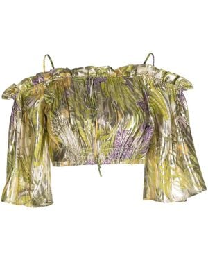 Hayley Menzies Metallic Printed Off-Shoulder Top