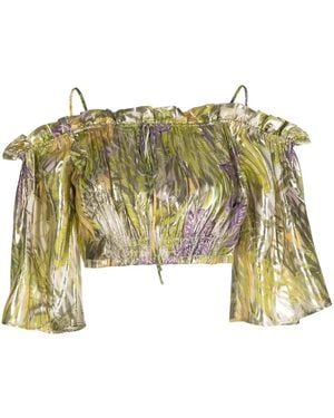 Hayley Menzies Metallic Printed Off-Shoulder Top