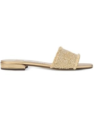 Jimmy Choo Joa Flat Canvas Flat Sandals - Natural