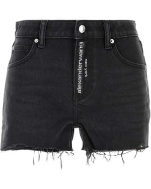 Alexander Wang Relaxed Short Hotfix Logo-Fly - Black