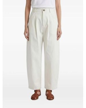 Brunello Cucinelli Pleated-Waist Wide-Leg Pants - White
