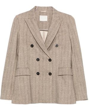 Circolo 1901 Double-Breasted Herringbone Jacket - Natural