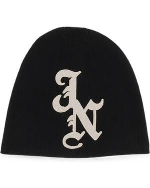 JUN/NAKAYAMA Logo-Patch Ribbed Beanie Hat - Black