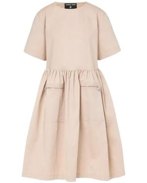 Iceberg Zip-Pocket Gathered Midi Dress - Natural