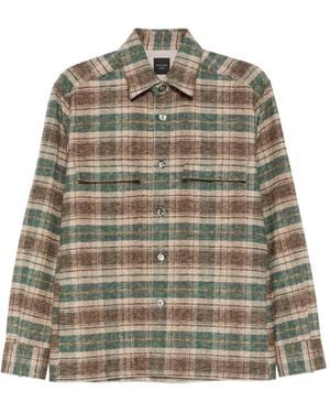 Xacus Check-Print Pocket Shirt - Brown