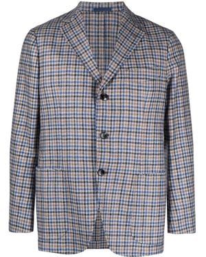 Sartorio Napoli Plaid-Check Single-Breasted Blazer - Blue