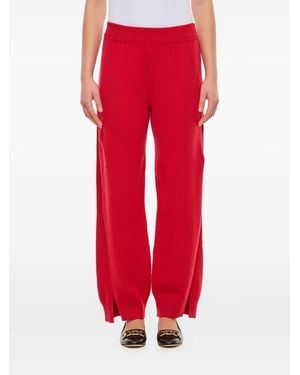 Barrie Ribbed-Hem Trousers - Red