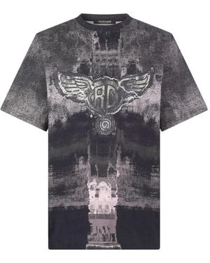 Roberto Cavalli Winged Monogram-Print T-Shirt - Grey