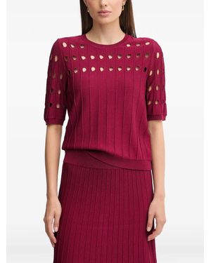 DKNY Cut-Out Ribbed Sweater - Red