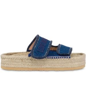 Love Moschino Logo-Embroidered Espadrilles - Blue
