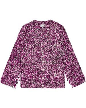Ganni Hand Knitted Wool Cardigan - Purple