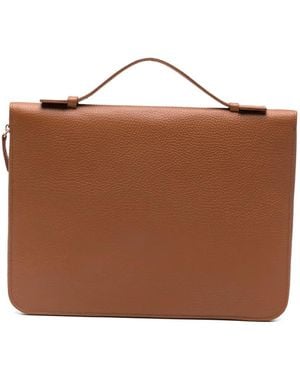 Eleventy Zipped Leather Laptop Bag - Brown