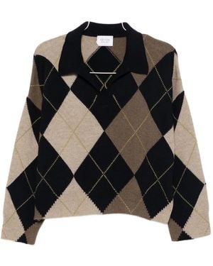 Be You Argyle Polo-neck Sweater - ブラック
