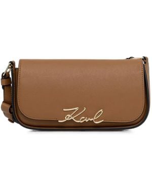 KARL LAGERFELD Karl Foldover-Top Shoulder Bag - Brown