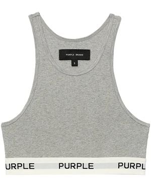 Purple Brand ロゴテープ スポーツブラ - グレー