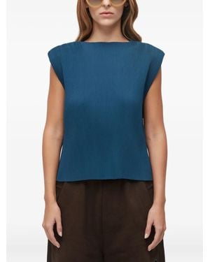 Osklen Pleated Shoulder-Padded Top - Blue
