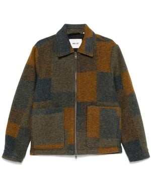 NN07 Wool-Blend Geometric Print Bomber Jacket - Green