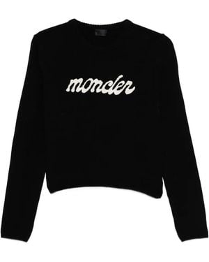 Moncler Logo-Embroidered Wool Jumper - Black
